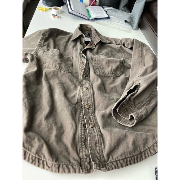 Lakin Mckey men’s canvas shirt jacket brown plaid flannel line size medium - Picture 1 of 4